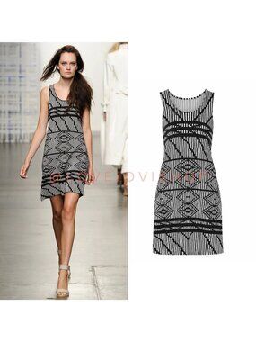 Runway | Tess Giberson Spring 2015 Tribal Knit Sheath Dress | Black White | NWT